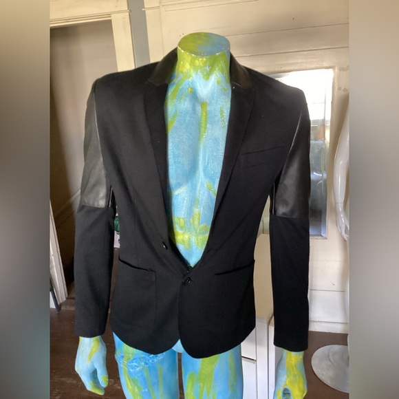 ZARA MEN faux leather and cloth blazer - Picture 1 of 5